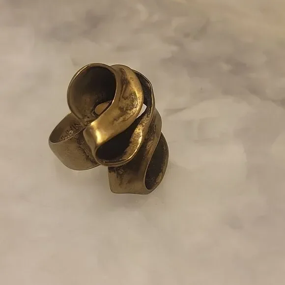 NWT ManiaMania Muse Ring Brass Gold Edgy Indie Punk Abstract Sculptural Modern 7
